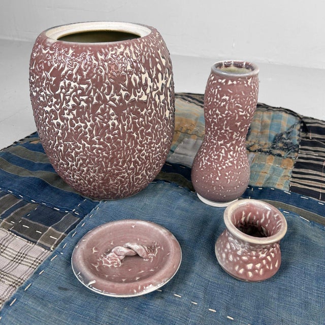 1960s Japanese Tea Ceremony Set Shiso-Te Glaze, 1960s, Set of 3 For Sale - Image 5 of 13