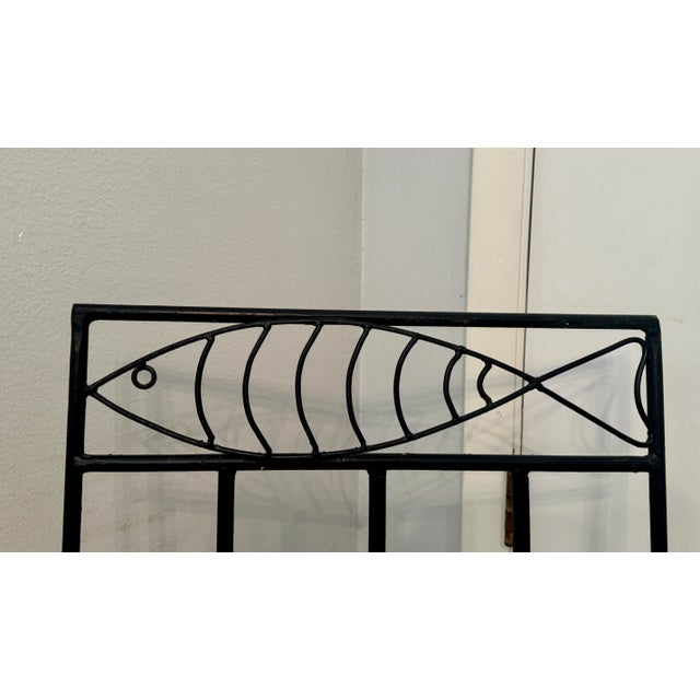 Mid-Century Modern Vintage French Modern Fer Forgé Iron Fish Magazine Rack, Weinberg Style For Sale - Image 3 of 7