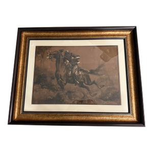 After Charles Schreyvogel Painting of Horse 19th Century Signed