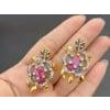 Ruby Red Bochic "Orient" Vintage Ruby & Fancy Sapphire Turtle Earrings 18K Gold & Silver For Sale - Image 8 of 18