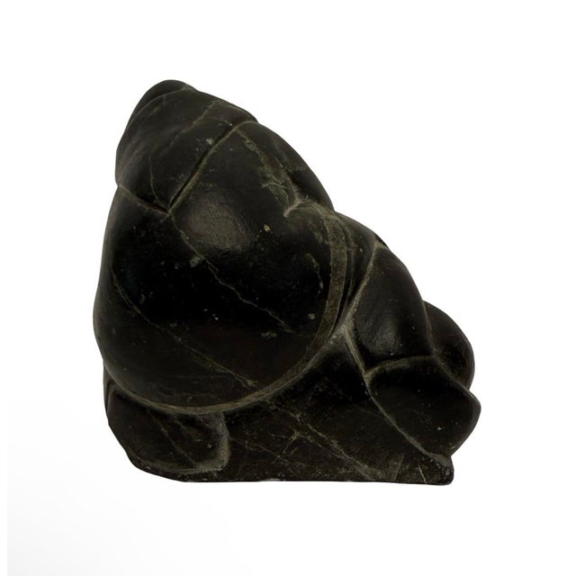 Vintage Inuit Stone Carving Sculpture Man W/Seal Soapstone Numbered Signed a-4. For Sale - Image 4 of 7