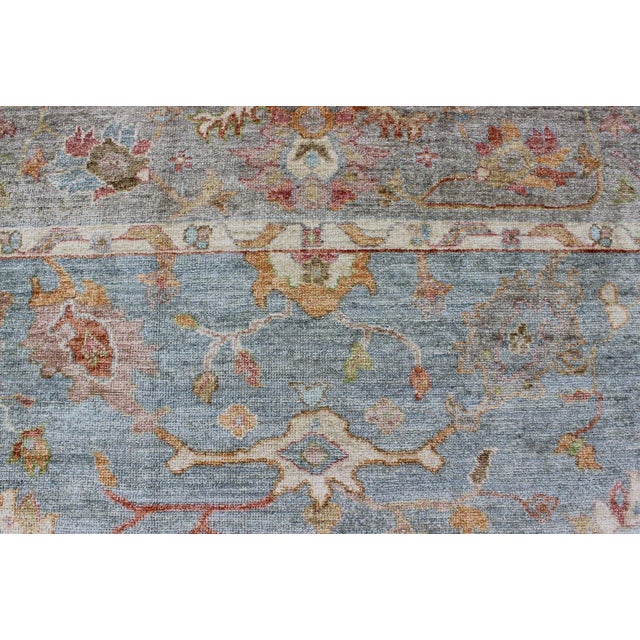Keivan Woven Arts Angora Oushak Rug, Hand-Knotted Wool in Lt Blue, 9'3"x12'5" For Sale - Image 9 of 11