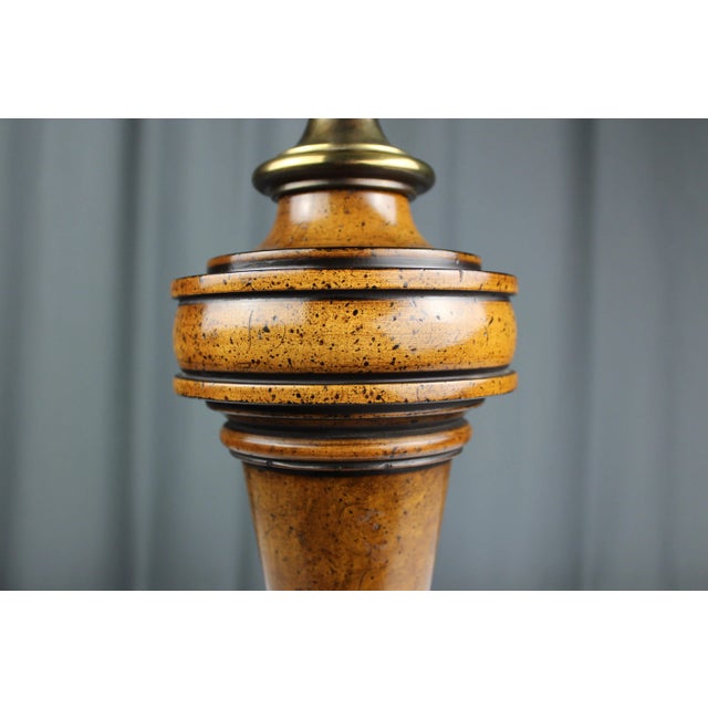 Wood 1990s Stiffel Brass & Wood Column Table Lamp For Sale - Image 7 of 11