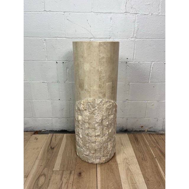 Vintage Postmodern Tessellated Stone Pedestal Sculptural Textured Base 1980s For Sale In New York - Image 6 of 9