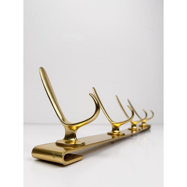 Mid-Century Gilt Metal Wall Coat Rack with 4 Hooks, 1960s For Sale - Image 4 of 18