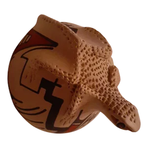 1990s Artist Signed Hopi Pueblo Pottery Iguana Figurine