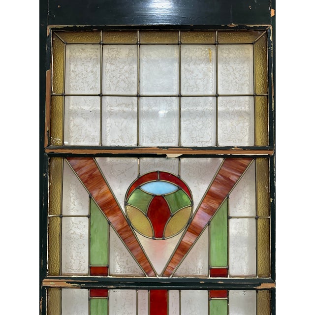 Antique Arts and Crafts Stained Glass Door For Sale In Tampa - Image 6 of 12