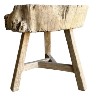 Vintage Elm Wood Chop Block Table