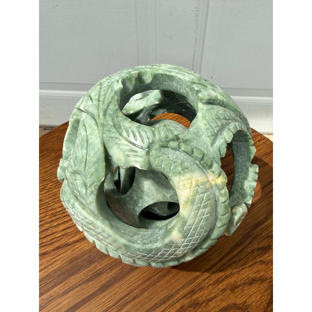 Late 20th Century Carved Jade Stone Puzzle Ball For Sale - Image 5 of 7