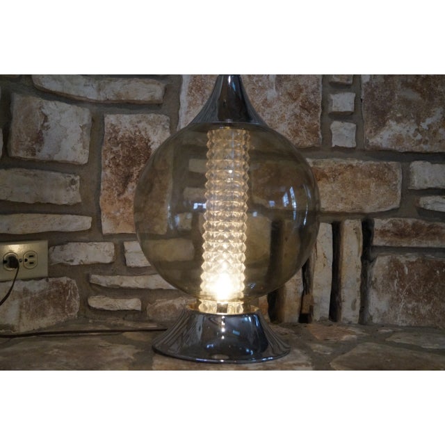 1960s Chrome and Smoked Glass Table Lamp For Sale In San Antonio - Image 6 of 9