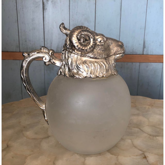 1970s Vintage 1970s Silver-Plated Ram Pitcher For Sale - Image 5 of 5