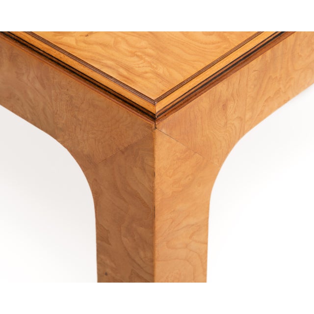 Sand Henredon Scene Two Olive Burl Square Parsons Table Mid Century Baughman For Sale - Image 8 of 11