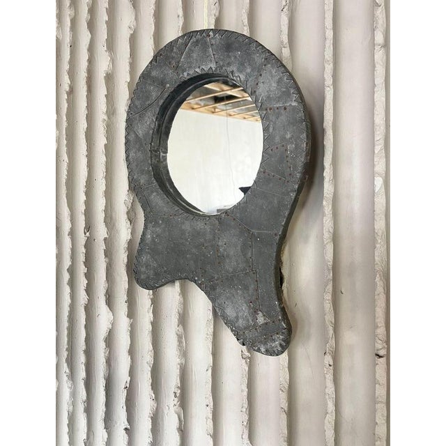 Vintage French Folk Art Cladded Zinc Mirror, 1960s For Sale - Image 6 of 6