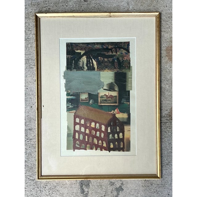 Vintage Framed Mixed Media Artwork on Paper For Sale In West Palm - Image 6 of 12