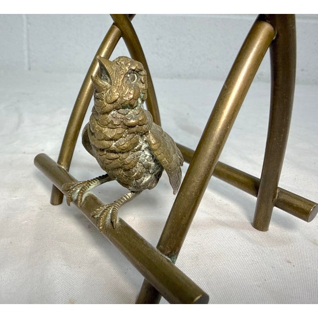 Antique 19th Century Solid Gilt Bronze Bird Pen/ Pipe Holder Stand Statue 1800's For Sale - Image 13 of 15