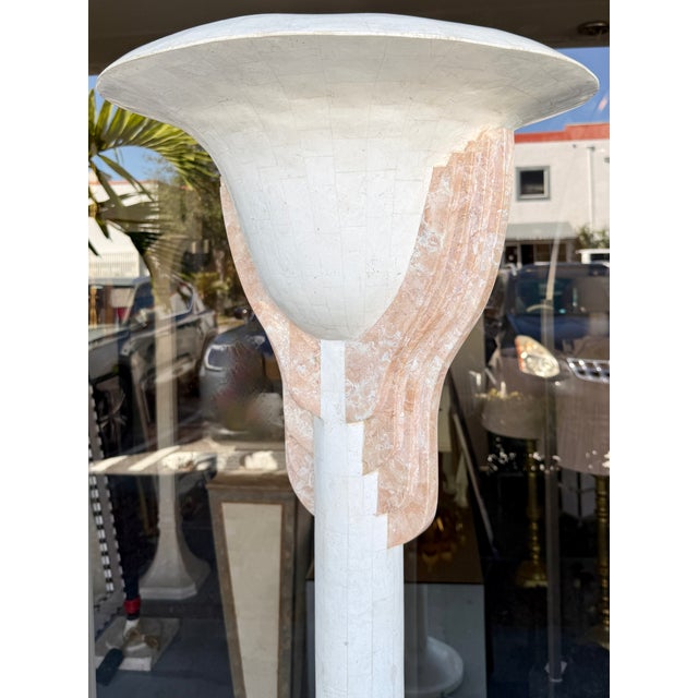 Art Deco Italian Art Deco Style Tessellated Stone Torchiere From 80's For Sale - Image 3 of 9
