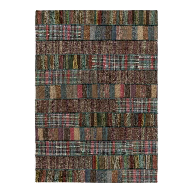 Handwoven Modern Patchwork Kilim Rug in Polychromatic Striae by Rug & Kilim For Sale