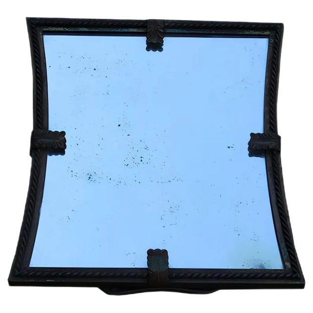 Italian Table Mirror with Acanthus Leaves in Burnished Brass, 1950s For Sale