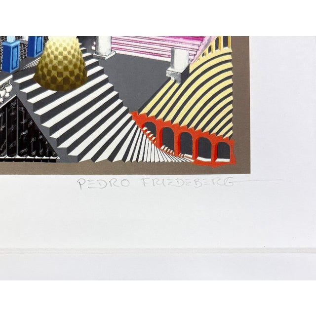 Serigraph in colors on paper. Hand signed lower right by Pedro Friedberg. Hand numbered 5/42 lower left. Framed as...