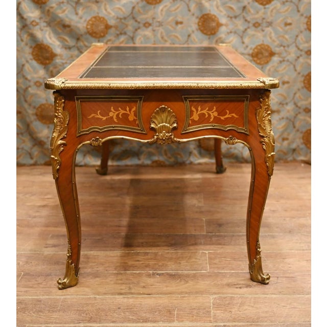 Bureau Plat French Inlay Desk Writing Table, 1920s For Sale - Image 11 of 15