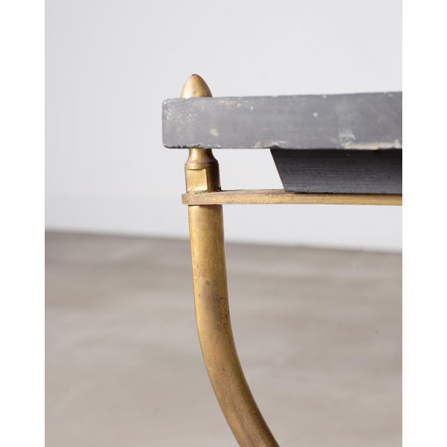 Italian Neoclassical Style Curule Brass Slate Cocktail Table For Sale - Image 9 of 18