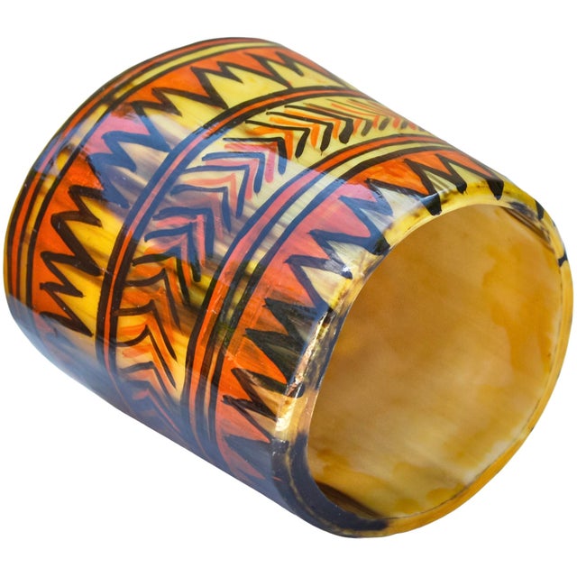 Vintage Handcrafted & Patterned West-African Horn Catchall Accent For Sale - Image 4 of 5