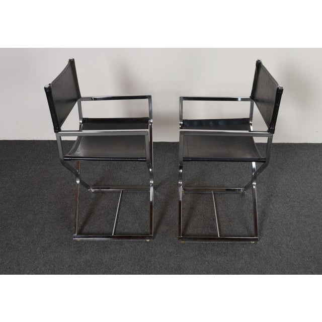 1960s Pair of Vintage Chrome and Naugahyde Director's Chairs by Robert Kjer Jakobsen For Sale - Image 5 of 18