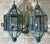 Pair of Vintage Solid Brass & Beveled Glass Wall Lantern - Sconces - Verdigris For Sale - Image 12 of 14