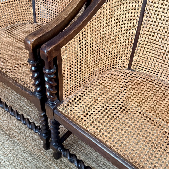 Pair of Antique Caned Barrel Chairs For Sale - Image 11 of 15