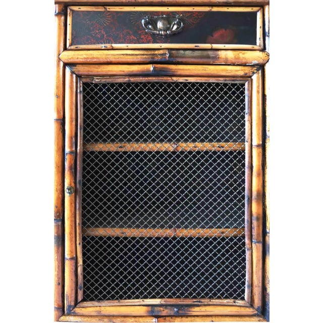 Wood Antique English Chinoiserie Bamboo Cabinet For Sale - Image 7 of 11