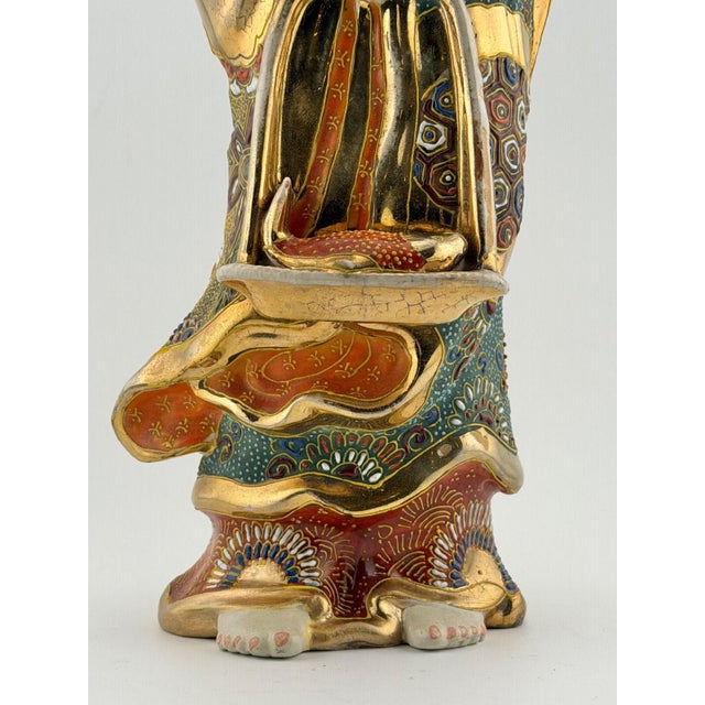 Ceramic Mid 20th Century Beautiful Japanese Kutani Porcelain Kannon Statue-Signed W/Fish Basket For Sale - Image 7 of 8