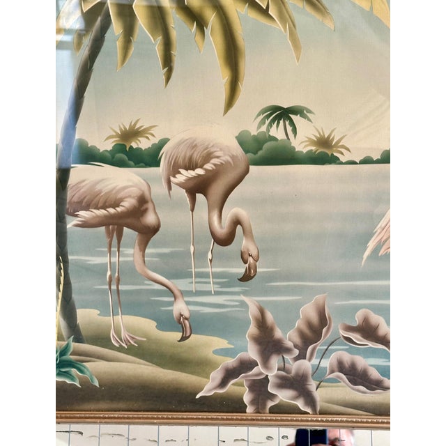 Glass Pair Mid Century Flamingo & Egrets Prints by Turner in Mirror Frames For Sale - Image 7 of 12