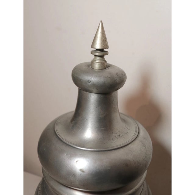 Rare Large Antique 17th Century German Handmade Forged Pewter Lidded Urn Jar For Sale - Image 9 of 12
