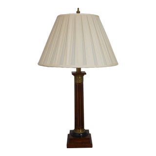 Maitland Smith Mahogany Column Table Lamp W. Shade For Sale