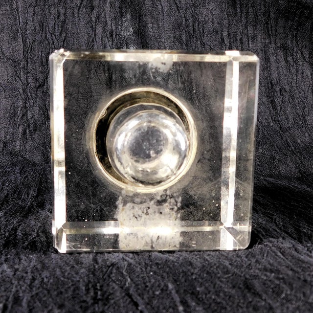 Transparent 1940s Large Cut Crystal Inkwell With Broken Hinge For Sale - Image 8 of 9