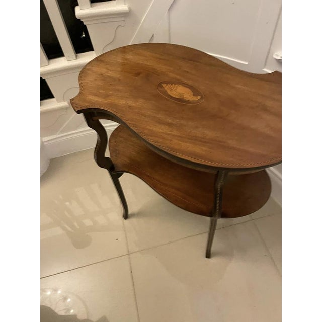 Wood Antique Edwardian Mahogany Inlaid Lamp Table, 1900s For Sale - Image 7 of 18