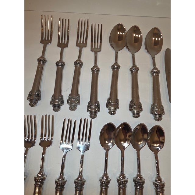 1990s Vagabond House Pewter and Stainless Flatware Medici Pattern 19 Pieces For Sale - Image 11 of 12