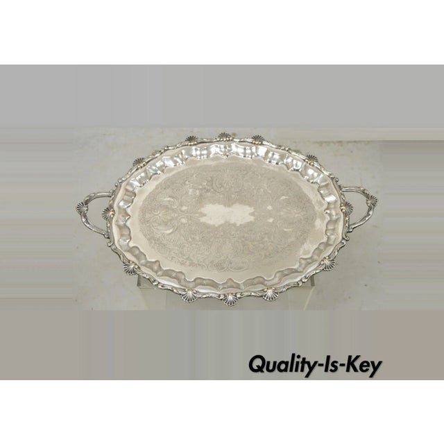 Vintage Edward San Giovanni Silver Plated Shell Form Twin Handle Platter Tray For Sale - Image 12 of 12