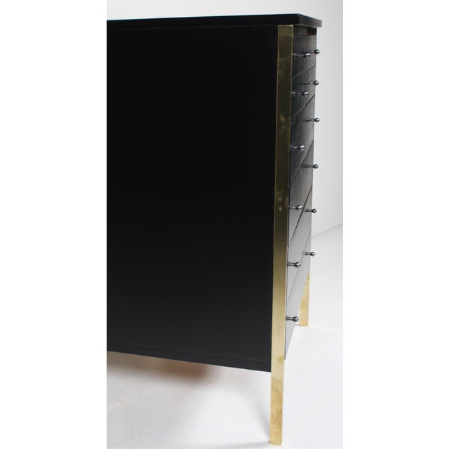 Black Paul McCobb for Directional Black Eight Drawer Chest with Brass Leg Posts For Sale - Image 8 of 12