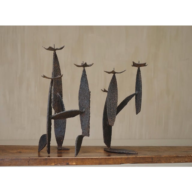 1960s Vintage Sculptural Brutalist Candleholders, 1960, Set of 2 For Sale - Image 5 of 11