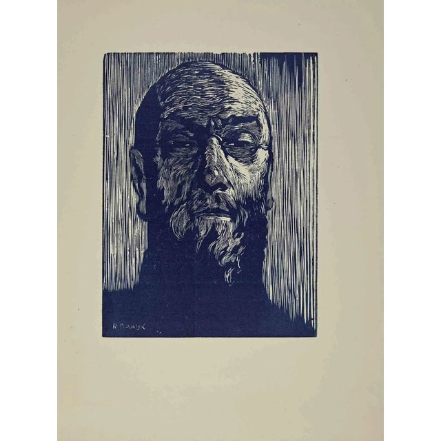 Robert Davaux, The Portrait, Woodcut, Early 20th Century For Sale