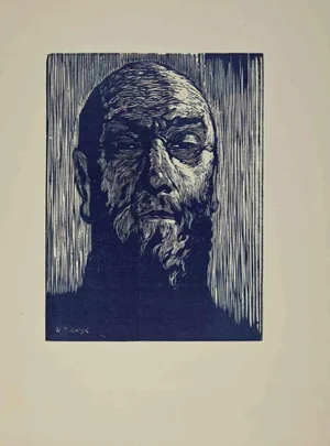 Robert Davaux, The Portrait, Woodcut, Early 20th Century