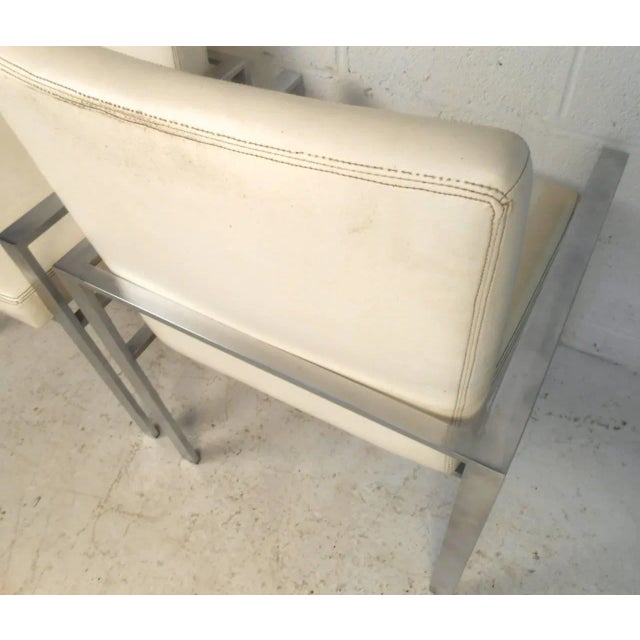 Cream 1970s Mid-Century Aluminum Frame Dining Chairs For Sale - Image 8 of 9