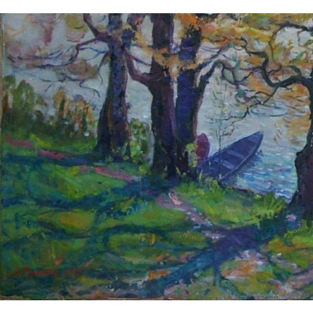 Impressionist River Landscape Oil Painting, 1965 For Sale - Image 4 of 6