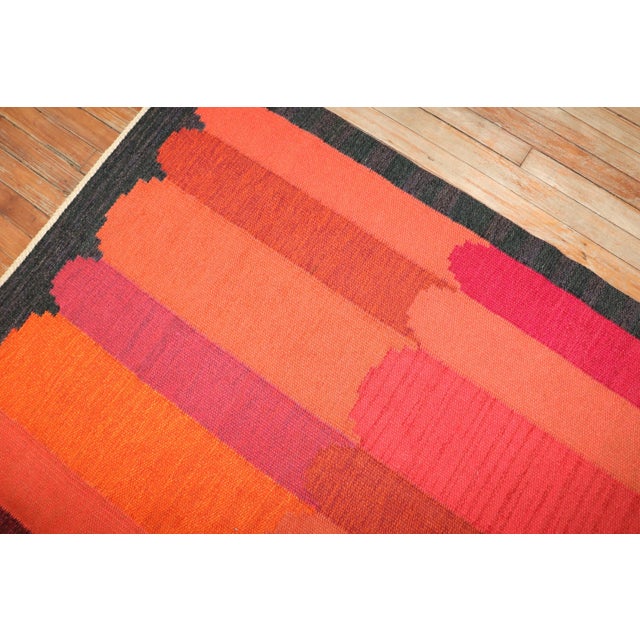 Textile Vintage Zabihi Collection Swedish Kilim Dramatic Irma Kronlund - 6'6" x 8'7" For Sale - Image 7 of 10