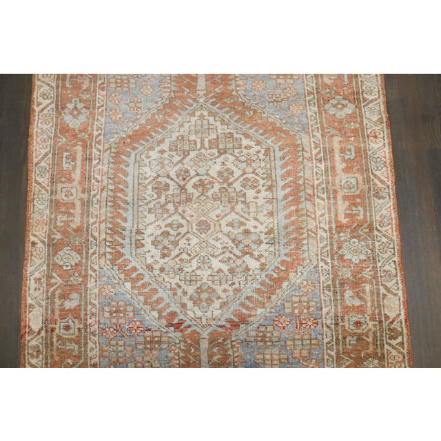 Persian Heriz Blue Geometric Runner rug no. j5242 For Sale In New York - Image 6 of 9
