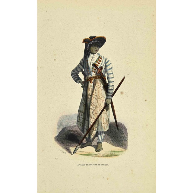 Javanese Heart in War Costume is a hand colored lithographs made by Auguste Wahlen in 1844. Good condition. The artwork...