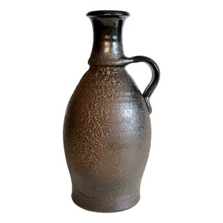 Hand-Thrown Studio Ceramic Vase with Handle and Lava-Effect Glaze, Germany, 1970s For Sale