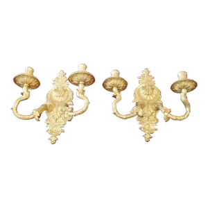 Pair Antique Ormolu Dore Gilt Bronze Sconces