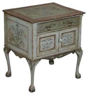 Hand Painted Side Table or Cupboard with Claw & Ball Feet, 1900s